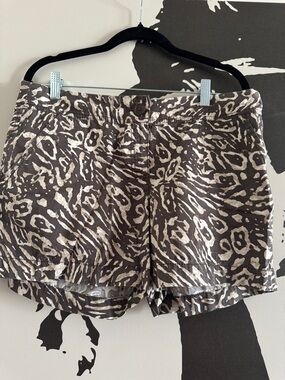 LOFT Taupe and Cream Animal-Print Jean Shorts